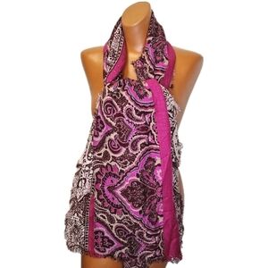 Nordstrom 100% Wool Fringed Blanket Long Neck Scarf 27/ 74" Raw Edges Nwot Boho